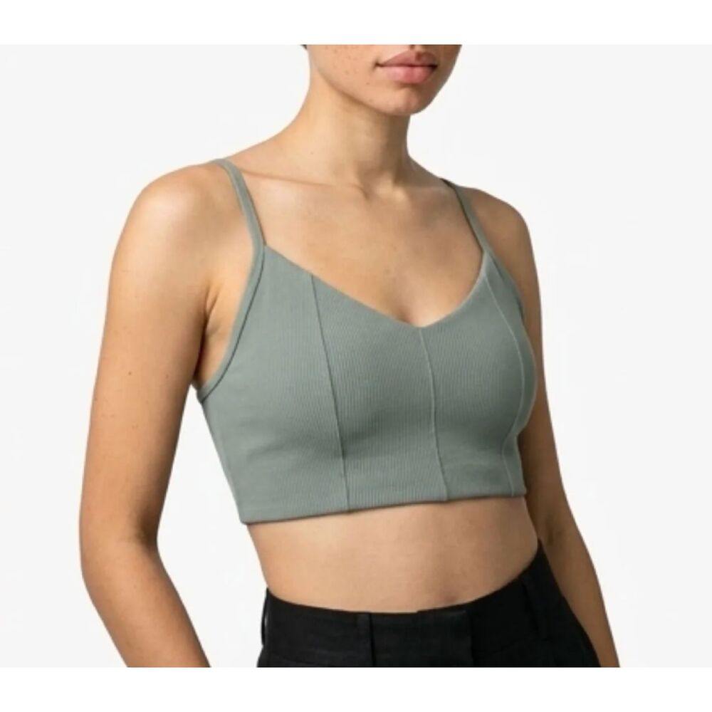 Offline by Aerie Green Sports Bra Ribbed Stretch Medium Support XL